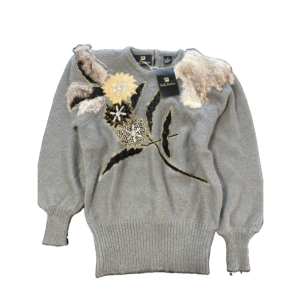Vintage Womens Wool Mohair Sweater Fully Fashion NWT Rare Size Medium Made